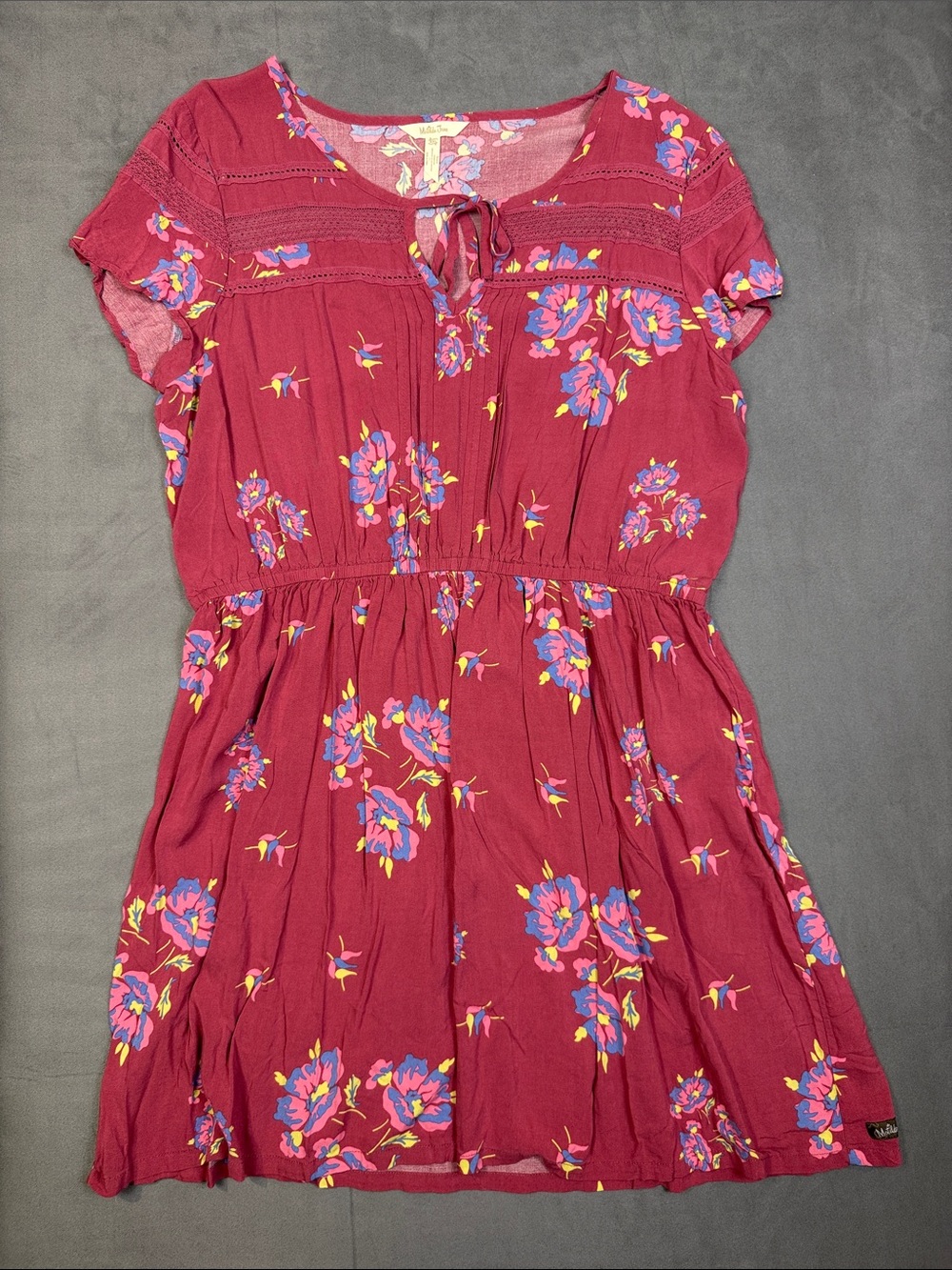 Matilda Jane Burgundy Floral Tie-Front Casual Dress